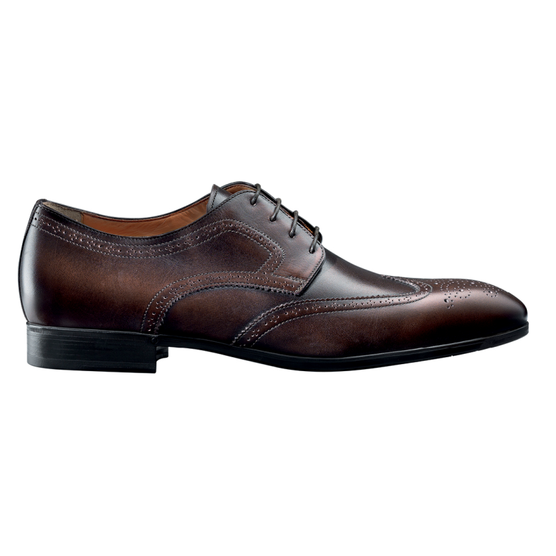 Santoni Scott Hand Antiqued Wingtip Oxfords Dark Brown