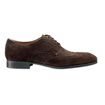 Santoni Scott S3 Suede Wingtip Shoes Dark Brown