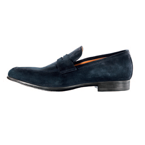 Santoni Skip Suede Penny Loafers Blue