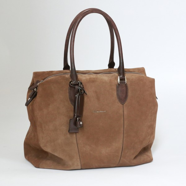 Santoni Suede Weekender Bag Brown