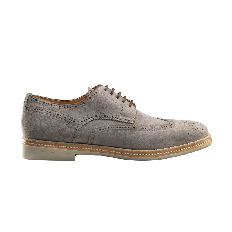 Santoni Talbert Suede Wingtip Shoes Gray
