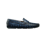 Santoni Tanton A6 Croco Driving Loafers Blue