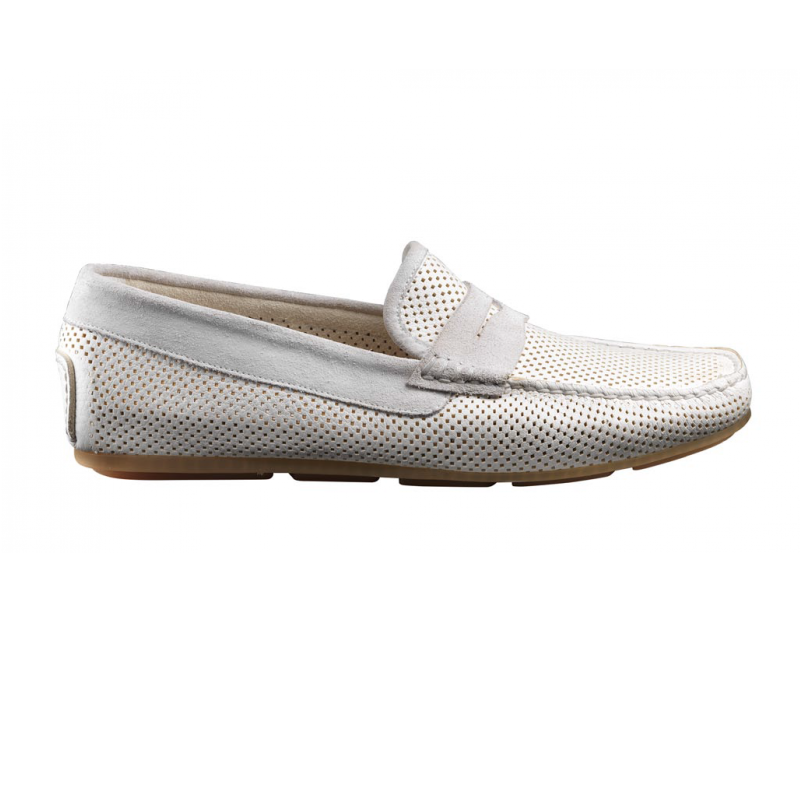 Santoni Tanton E9 Perforated Driving Shoes White