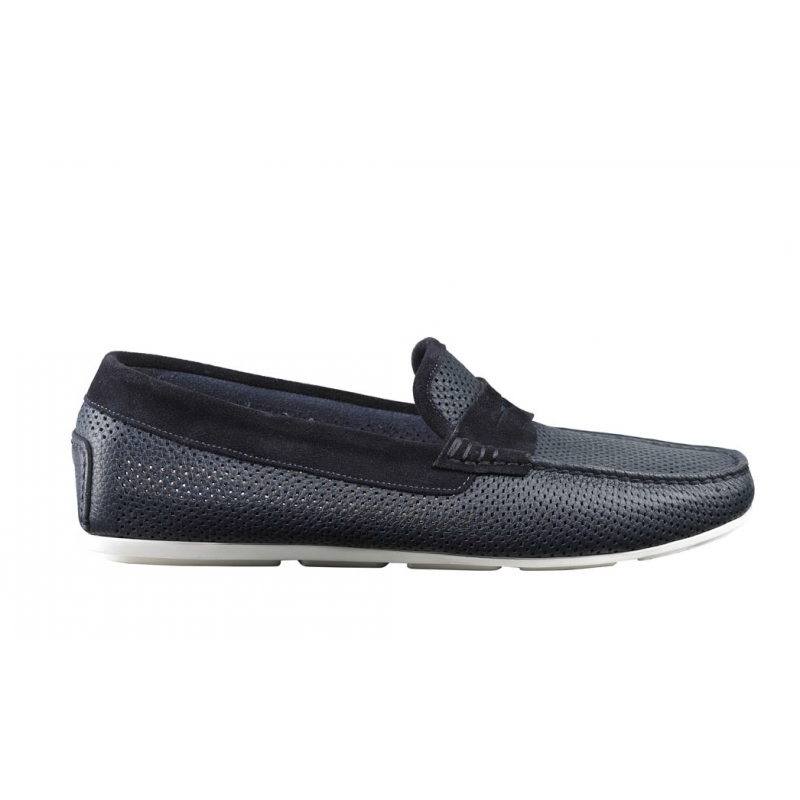 Santoni Tanton E6 Perforated Driving Shoes Blue
