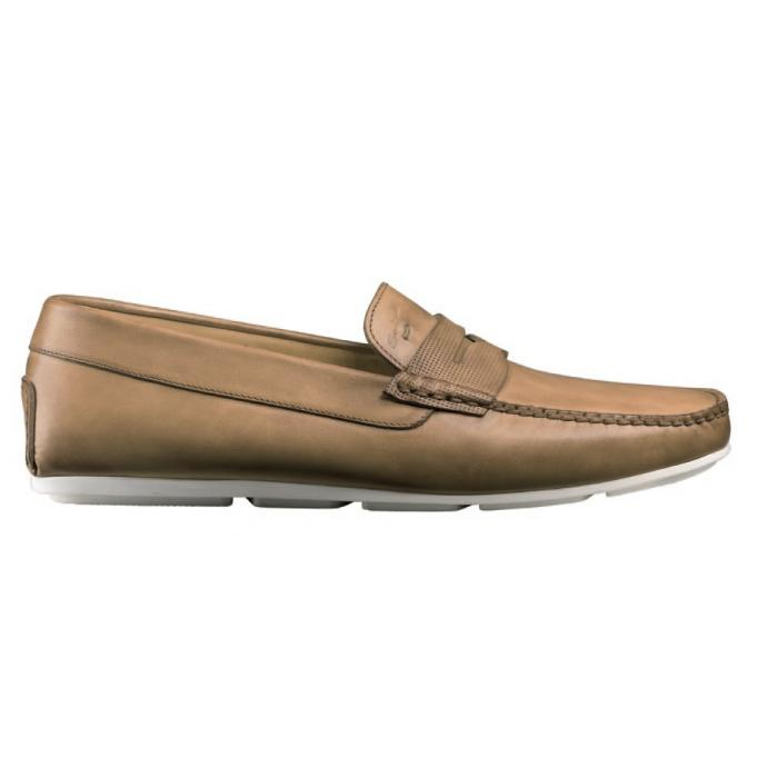 Santoni Tanton FS5 Penny Driving Shoes Tan