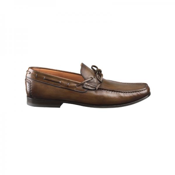Santoni Tennant 5 Twist Tie Loafers Tan 