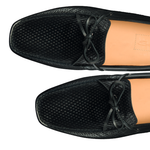 Santoni Toft BR1 Textured Calfskin Twist Tie Driving Loafers Black