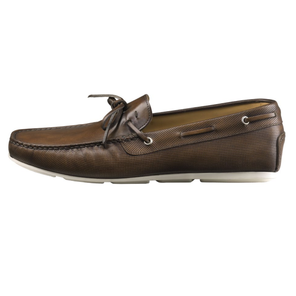 Santoni Toft FS3 Twist Tie Driving Shoes Dark Brown