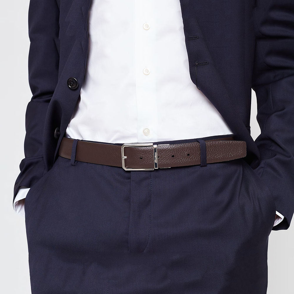Santoni Tumbled Calfskin Belt Dark Brown