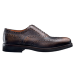 Santoni Umbria Hand Antiqued Wingtip Bal Oxford Brown