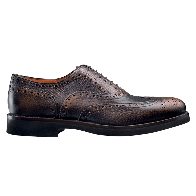 Santoni Umbria Hand Antiqued Wingtip Bal Oxford Brown