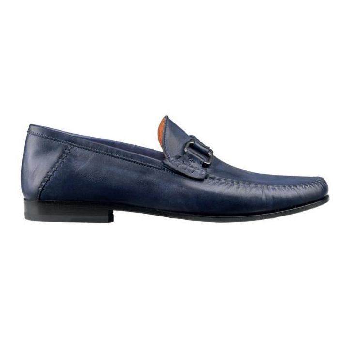 Santoni Varick L Lambskin Bit Loafers Blue