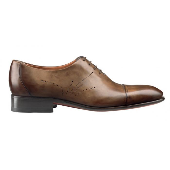 Santoni Vincenzo Cap Toe Bal Oxfords Brown