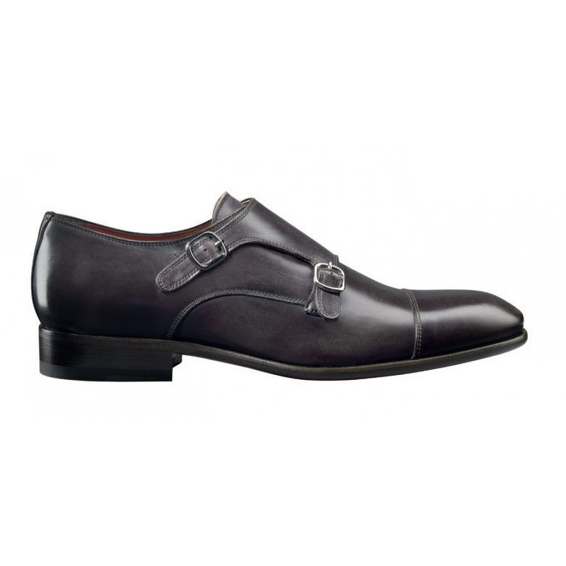 Santoni Windsor Double Monk Strap Cap Toe Shoes