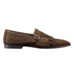 Santoni Witton S2 Suede Double Monk Strap Shoes Brown