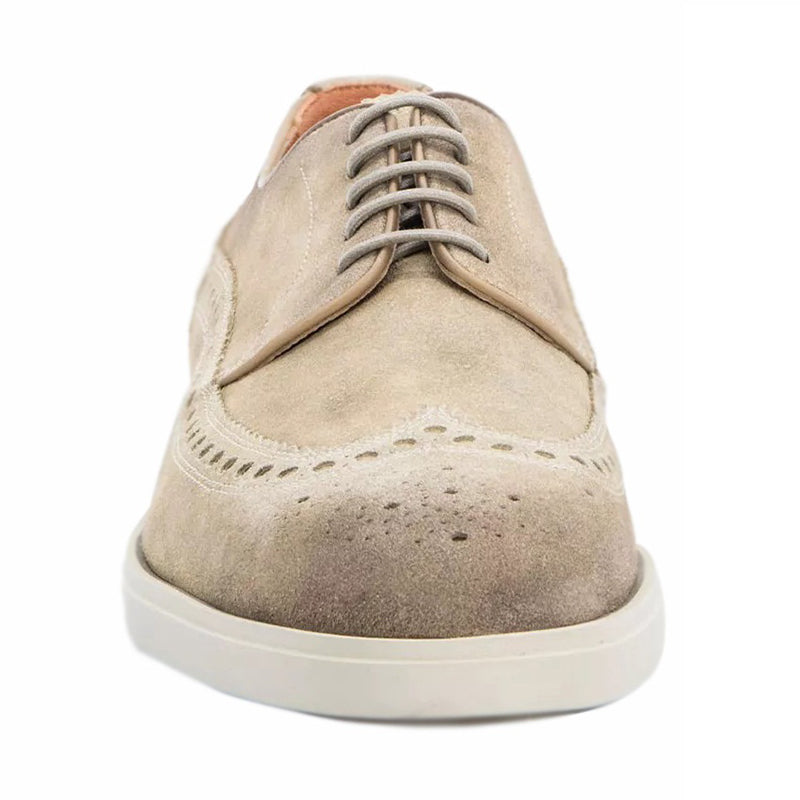Santoni Perhaps Suede Derby Wingtip Taupe
