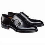 Santoni Ira V1 Double Monk Strap Shoes Black