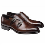 Santoni Ira V1 Double Monk Strap Shoes Dark Brown