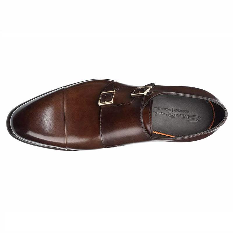 Santoni Ira V1 Double Monk Strap Shoes Dark Brown