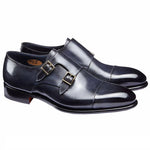 Santoni Ira V1 Double Monk Strap Shoes Blue