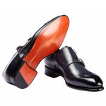 Santoni Ira V1 Double Monk Strap Shoes Blue