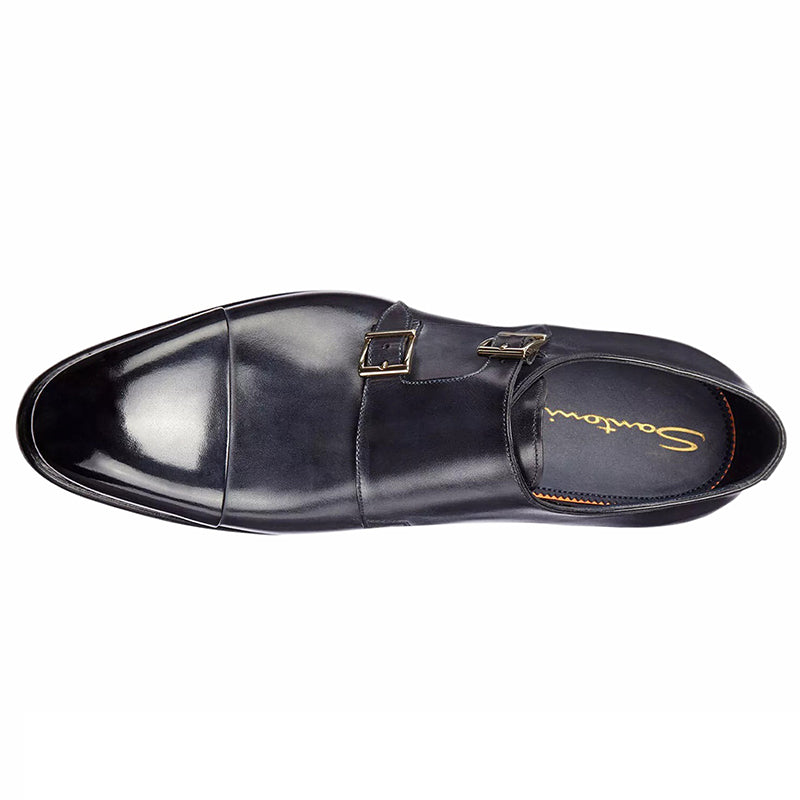 Santoni Ira V1 Double Monk Strap Shoes Blue