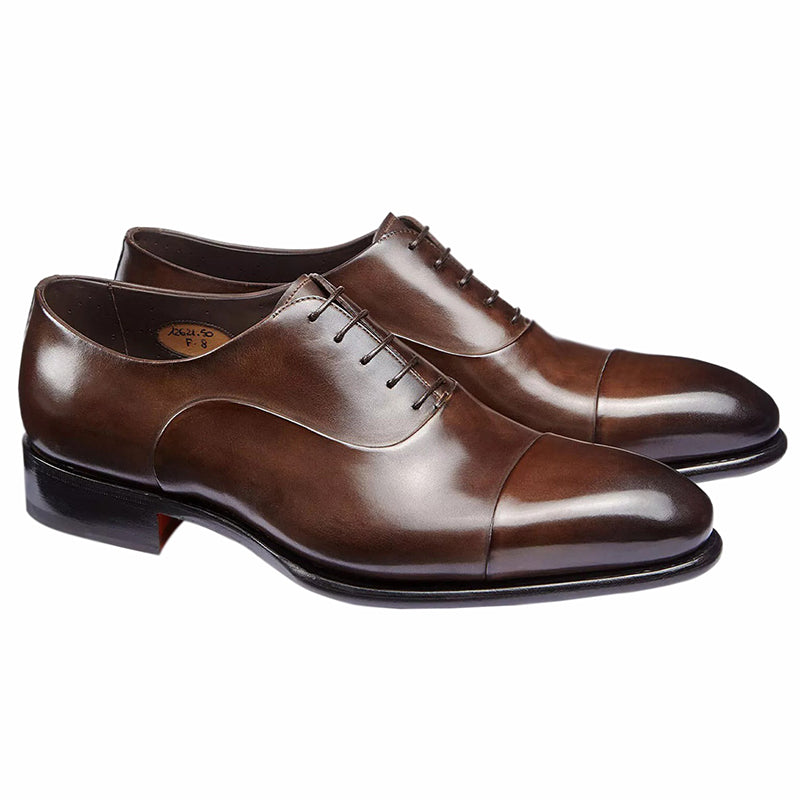 Santoni Isaac V1 Cap Toe Oxford Shoes Dark Brown Santoni Isaac V1 Cap Toe Oxford Shoes Dark Brown