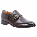 Santoni Innocent O2 Double Buckle Shoes Dark Brown