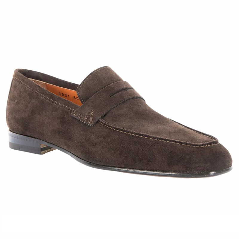 Santoni Imam SYWT50 Suede Loafers Dark Brown