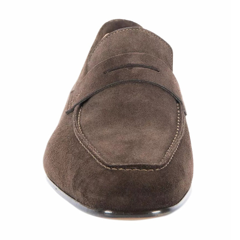 Santoni Imam SYWT50 Suede Loafers Dark Brown