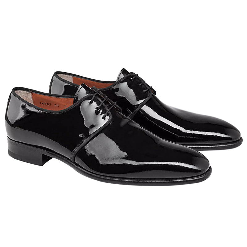 Santoni Isogram V2 Patent Leather Derby Shoes Black