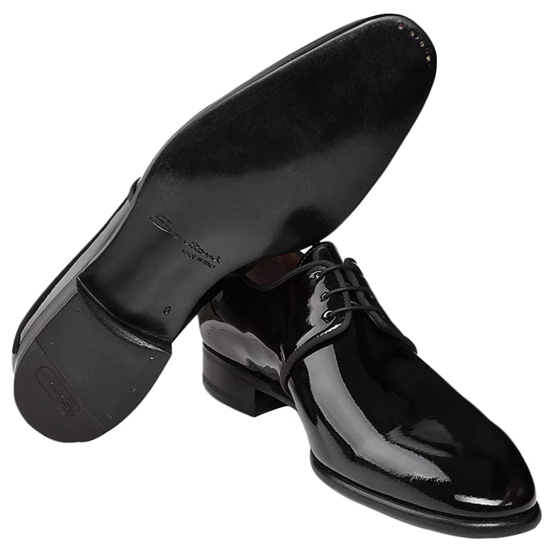 Santoni Isogram V2 Patent Leather Derby Shoes Black