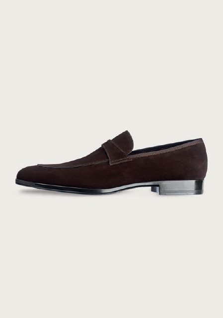 Santoni Shoes Jacob Suede Penny Loafers