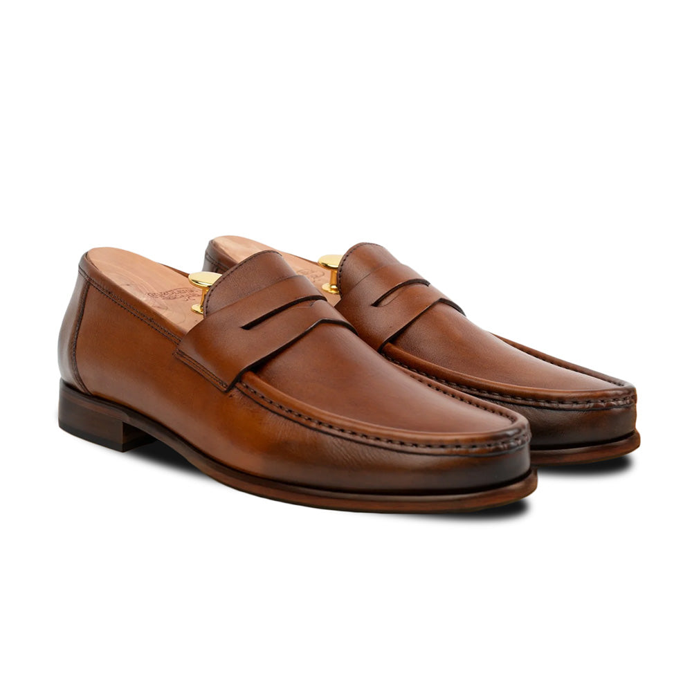 Calzoleria Toscana Santor 4 Leather Collegiate Loafer Dark Caramel