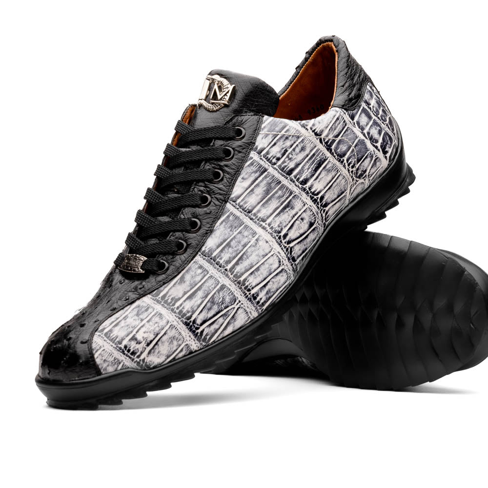 Marco Di Milano Saulo Alligator & Ostrich Sneakers Newspaper