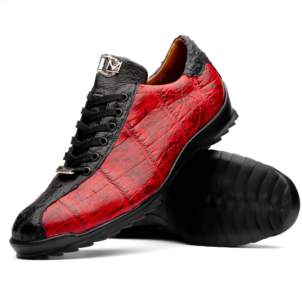 Marco Di Milano Saulo Alligator & Ostrich Sneakers Red / Black
