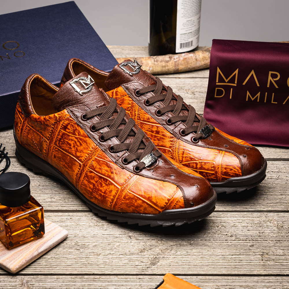 Marco Di Milano Saulo Alligator & Ostrich Sneakers Brandy / Brown