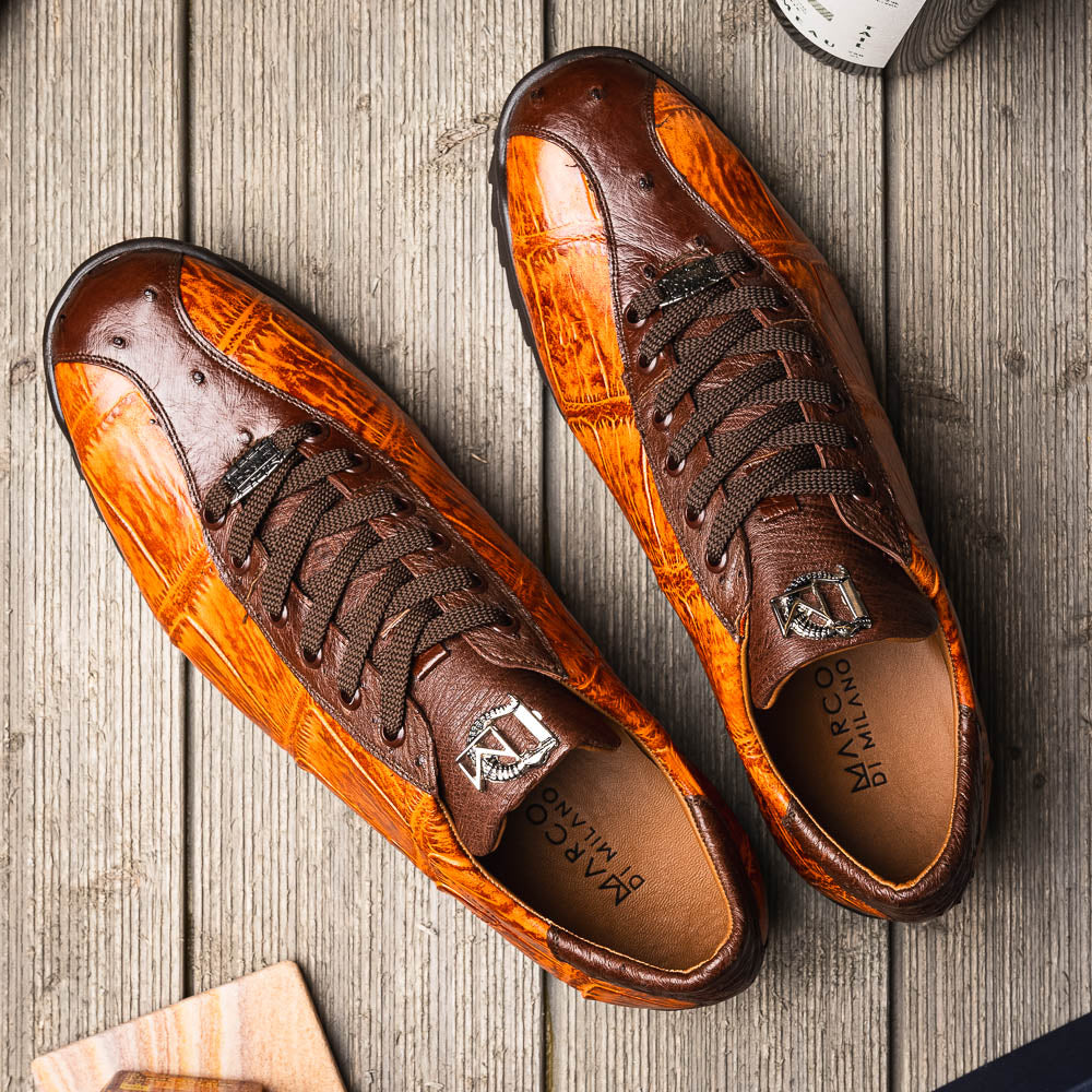 Marco Di Milano Saulo Alligator & Ostrich Sneakers Brandy / Brown