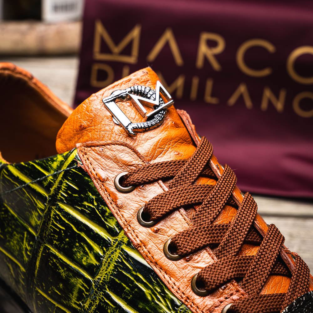 Marco Di Milano Saulo Alligator & Ostrich Sneakers Cognac / Green
