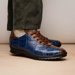 Marco Di Milano Saulo Alligator & Ostrich Sneakers Blue Jean