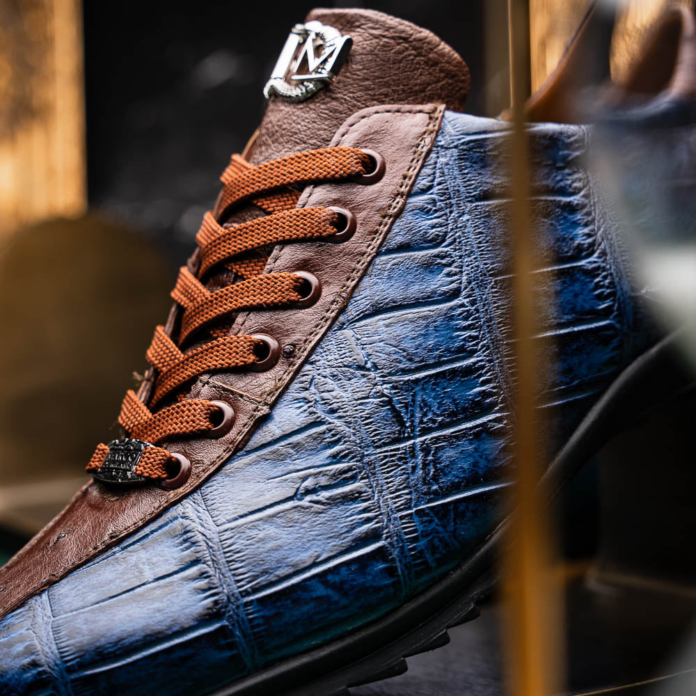 Marco Di Milano Saulo Alligator & Ostrich Sneakers Blue Jean