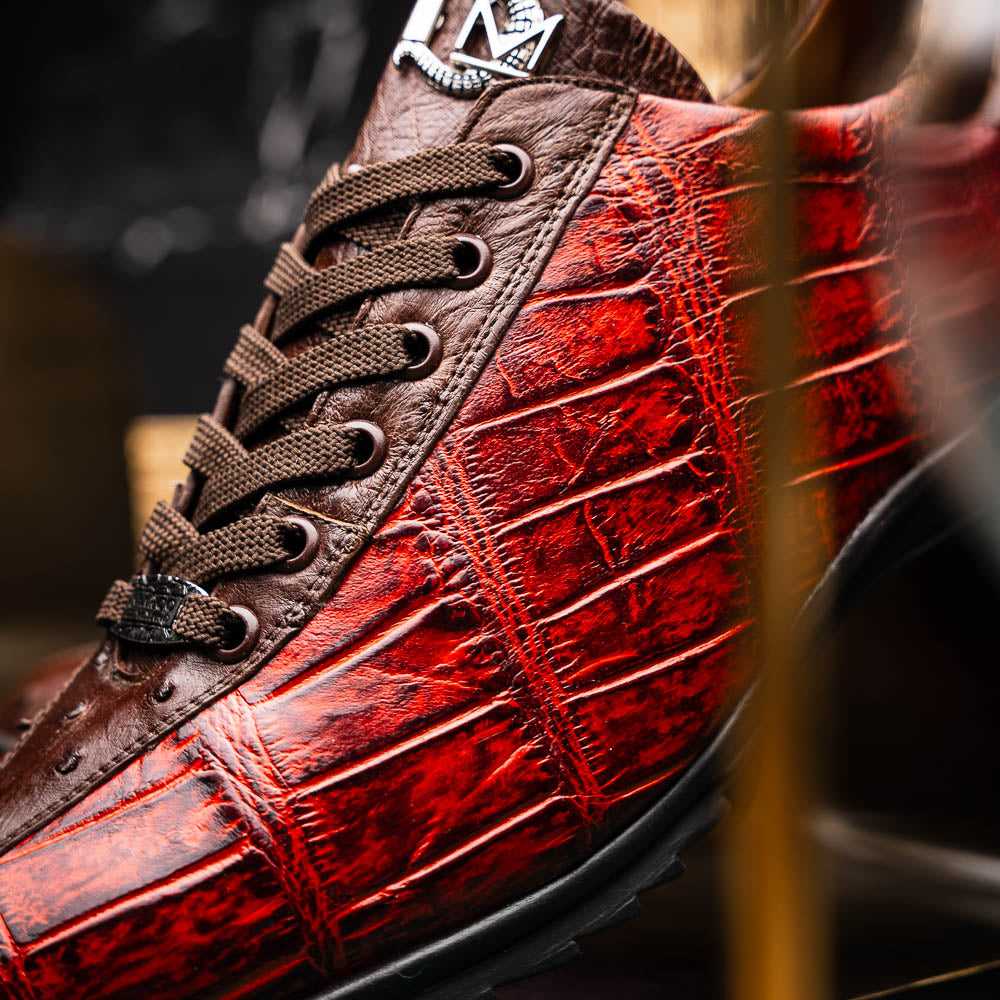 Marco Di Milano Saulo Alligator & Ostrich Sneakers Cognac