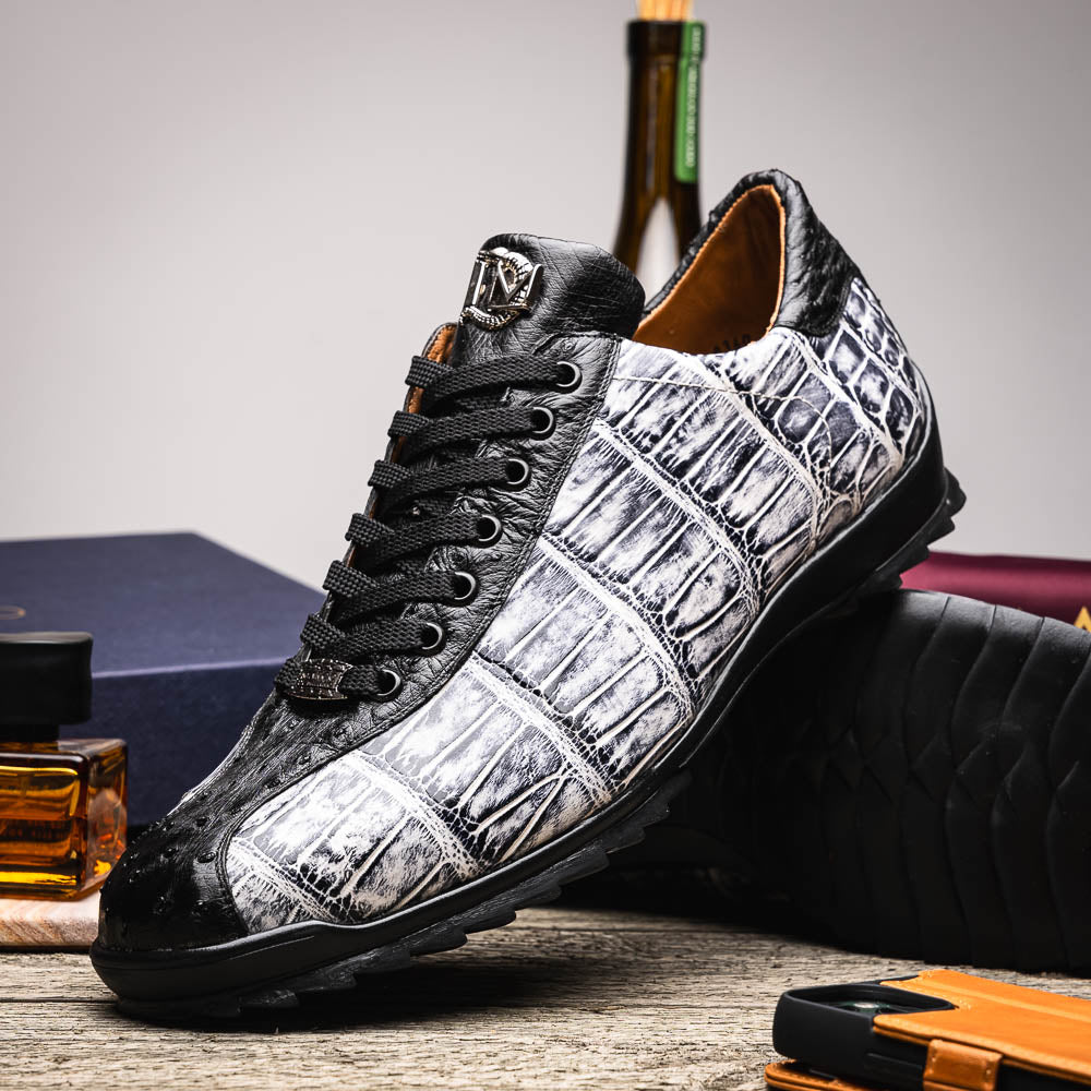 Marco Di Milano Saulo Alligator & Ostrich Sneakers Newspaper