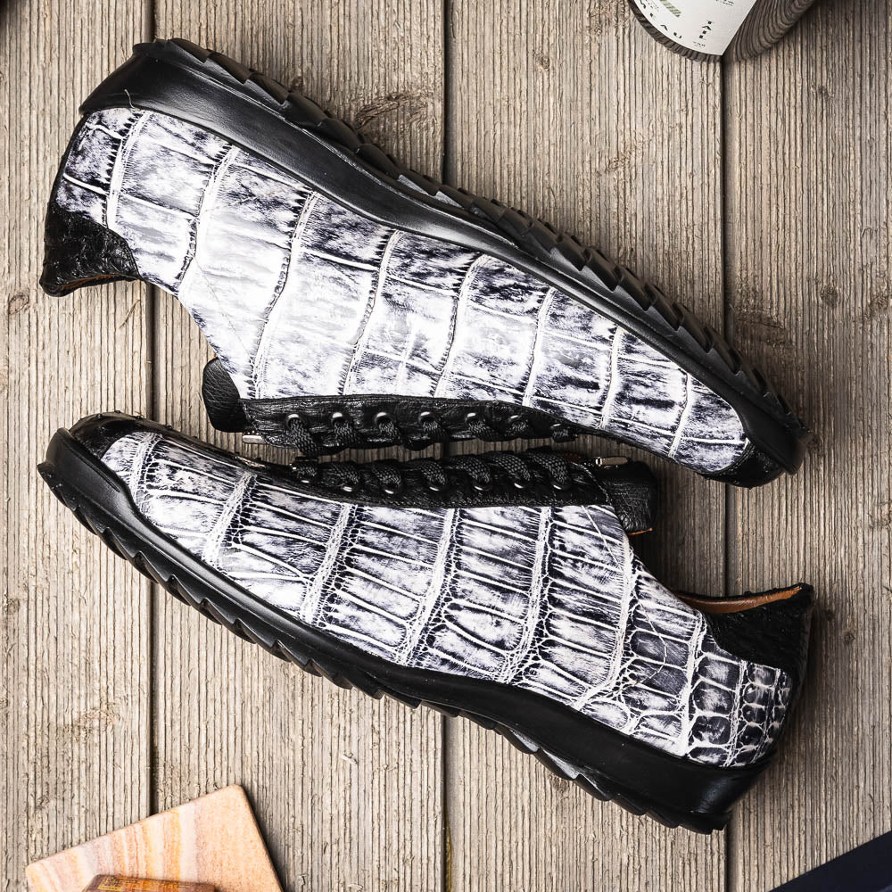 Marco Di Milano Saulo Alligator & Ostrich Sneakers Newspaper