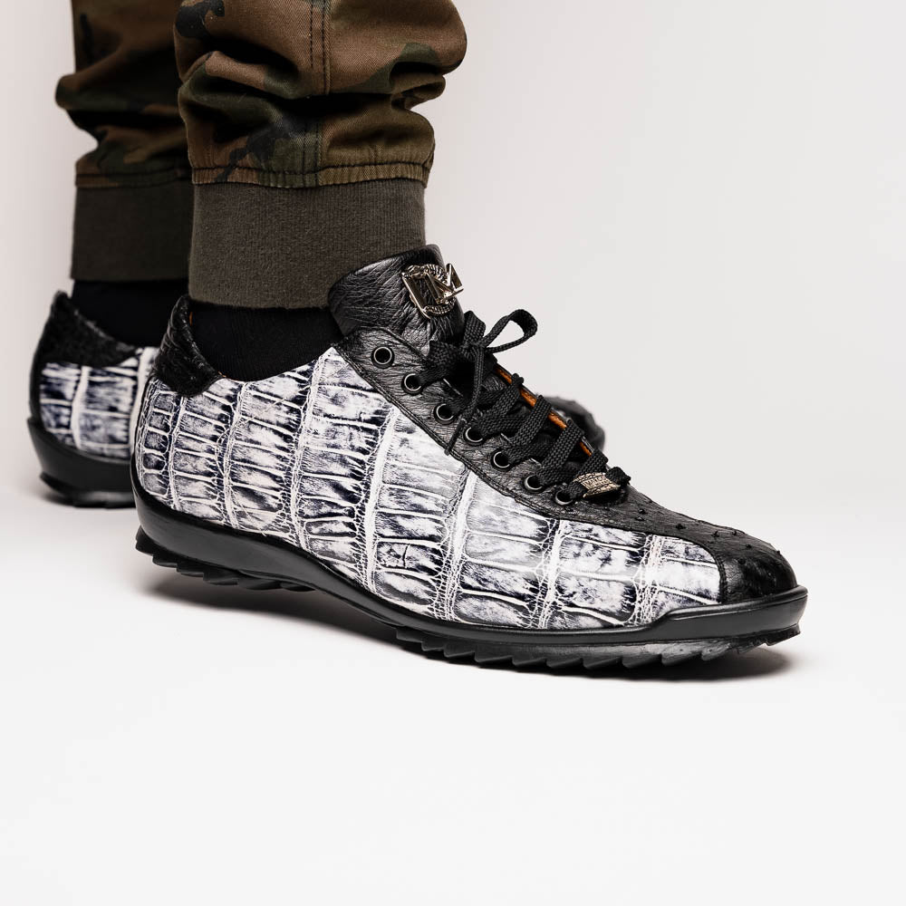 Marco Di Milano Saulo Alligator & Ostrich Sneakers Newspaper