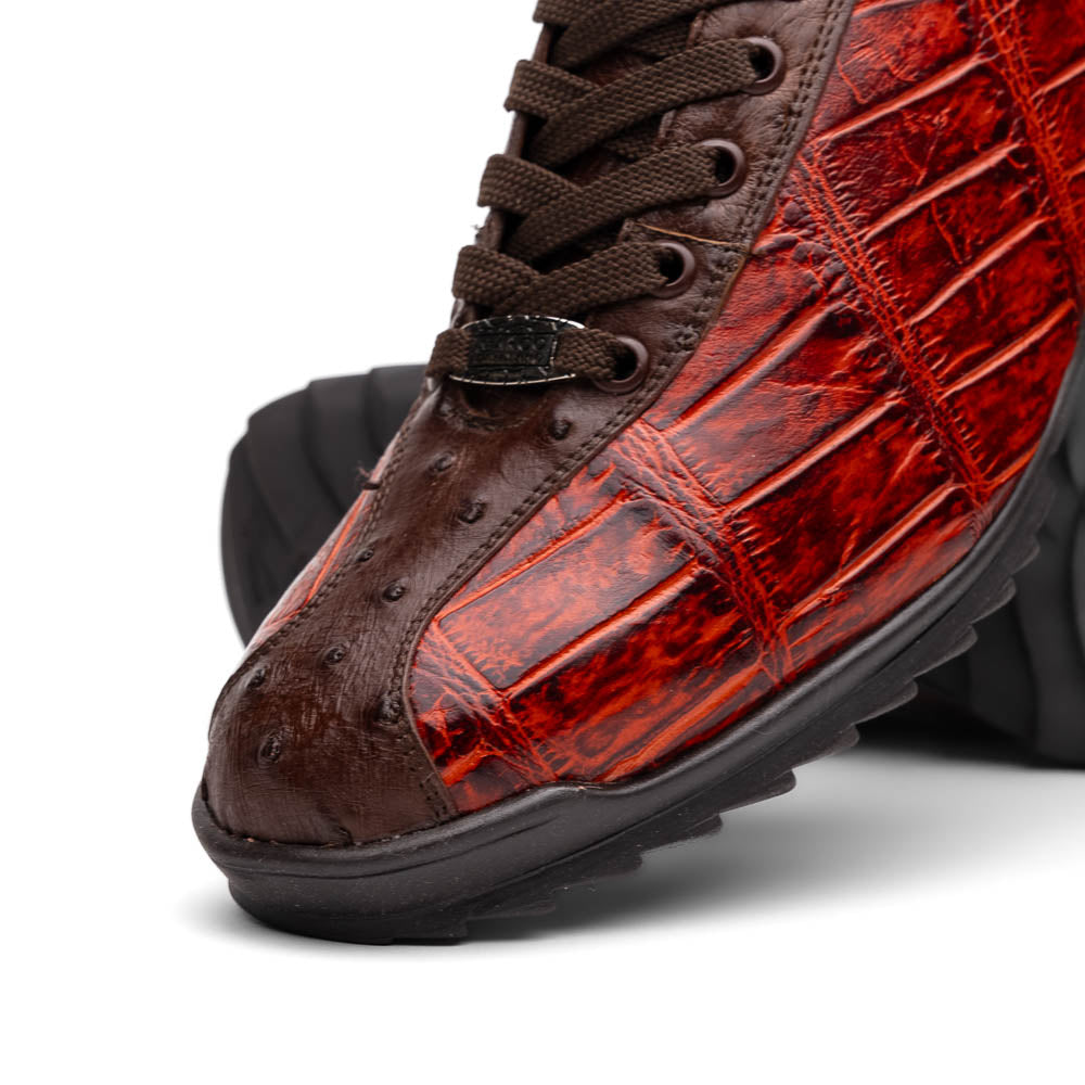 Marco Di Milano Saulo Alligator & Ostrich Sneakers Cognac