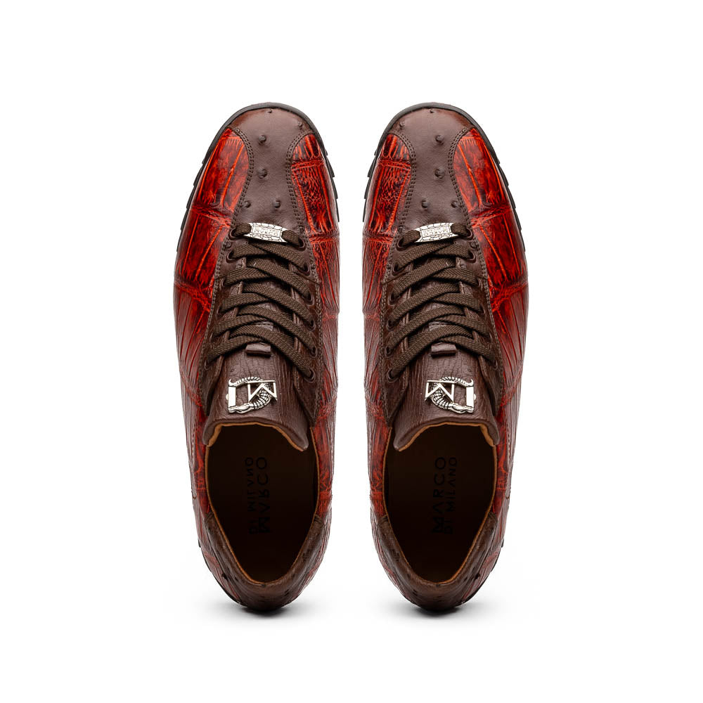 Marco Di Milano Saulo Alligator & Ostrich Sneakers Cognac