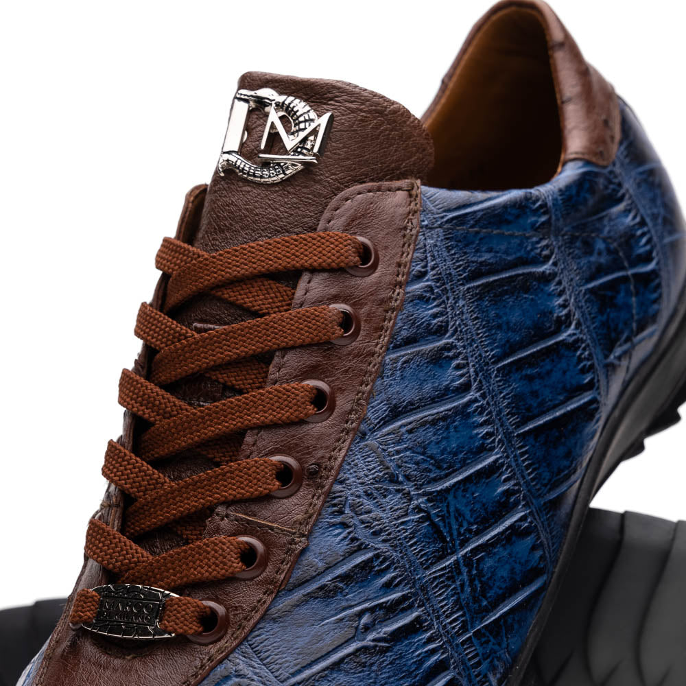 Marco Di Milano Saulo Alligator & Ostrich Sneakers Blue Jean