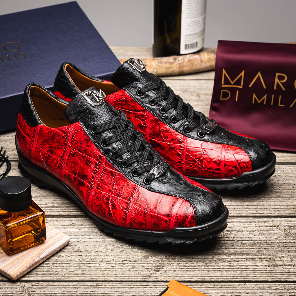Marco Di Milano Saulo Alligator & Ostrich Sneakers Red / Black