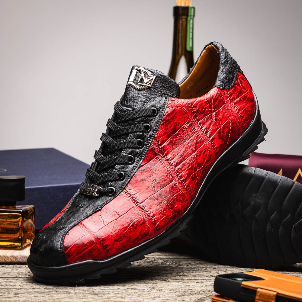 Marco Di Milano Saulo Alligator & Ostrich Sneakers Red / Black